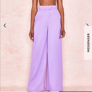 VIOLET CREPE WIDE LEG TROUSERS
